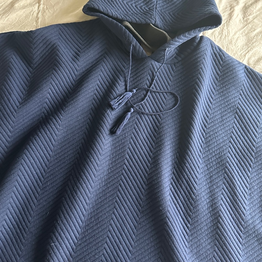 Navy Blue Hooded Poncho